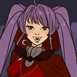 Vampiro femmina dai capelli viola