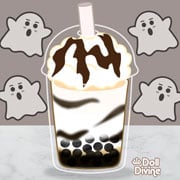  bubble tea assustador com adesivos de fantasma