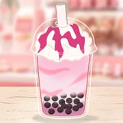 Taza Bubble tea con remolinos rosados