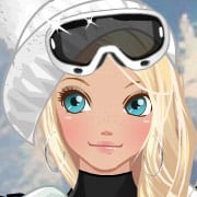 Linda chica de esquí con sombrero blanco