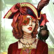 Redhead pirate with an eye patch and hat