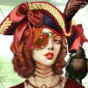 Redhead pirate with an eye patch and hat