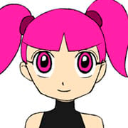 Cute powerpuff girl original character with read hair