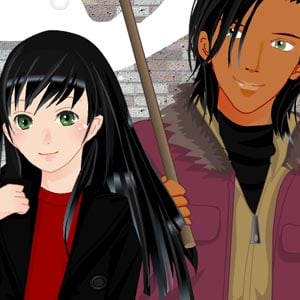 Dress up an anime couple during winter having a romantic moment together!