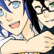 Scena in stile manga o anime di due ragazzi al liceo, all&#39;università e crea i tuoi personaggi originali