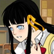 Adorável estilo anime , kawaii, criador de cena de um menino e uma menina em uma escola