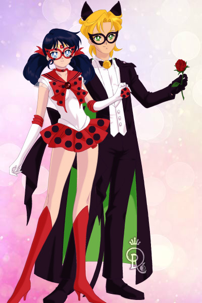 Sailor Ladybug And Chat Noir By Purplevampire